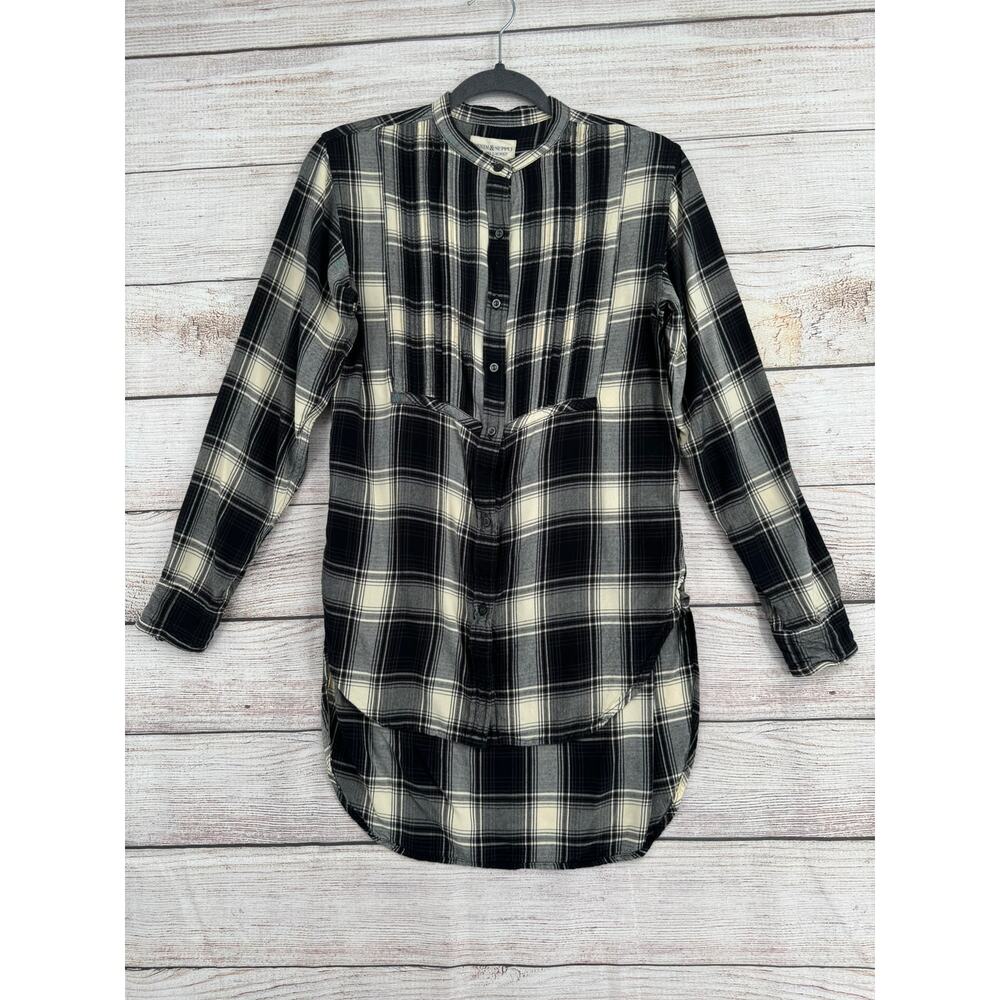 Vintage Denim & Supply Ralph Lauren‎ Plaid Tunic Shirt Womens Small Black Gray